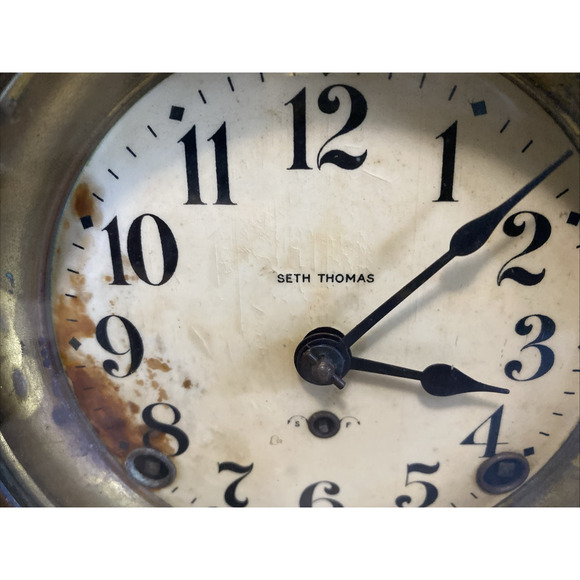Antique Seth Thomas Mantel Chime Clock 12"x12"x6" With Key Tested Works - Picture 5 of 13